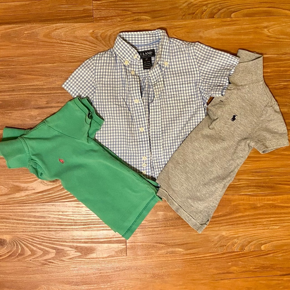 Lot of 2t shirts, gingham eland, polo Ralph Lauren